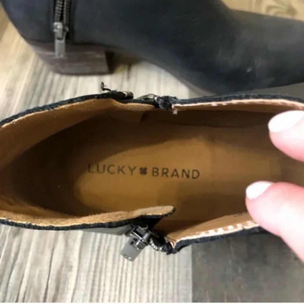 Lucky Brand Ankle Zip Black Leather Booties  - 10 - Picture 3 of 8